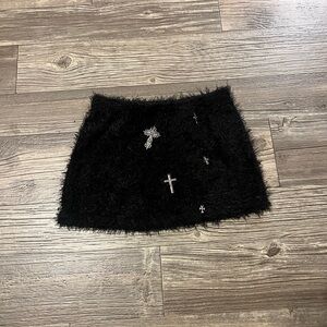 Black Mini Skirt with Silver Cross Embezzlement